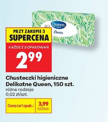 Chusteczki higieniczne Delikatne Queen , 150 szt