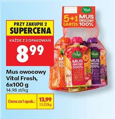 Mus owocowy Vital Fresh, 6x100 g