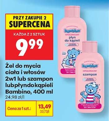 Žel do mycia ciała i włosów 2w1 lub szampon lub płyn do kąpieli Bambino 400 ml