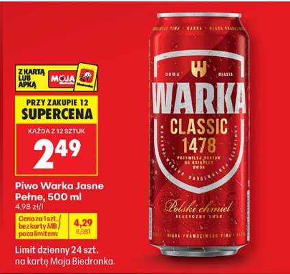 Piwo Warka Jasne Pełne , 500 ml