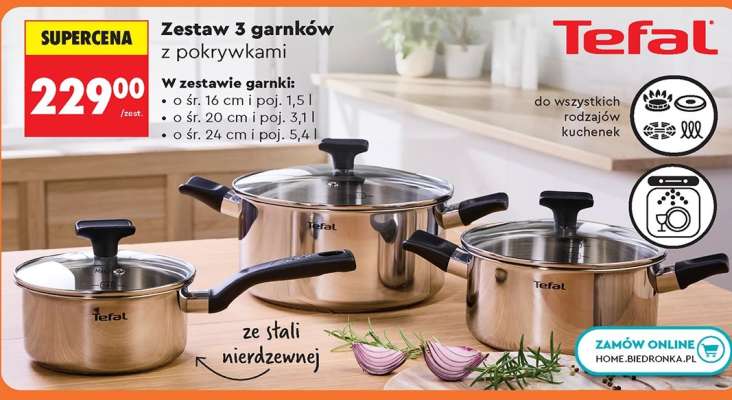 Zestaw 3 garnków z pokrywkami