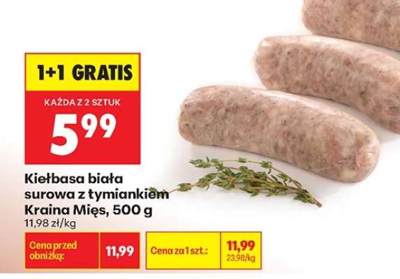 Kiełbasa biała surowa z tymiankiem Kraina Mięs, 500 g
