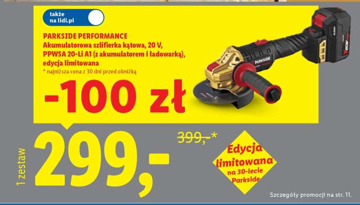 PARKSIDE PERFORMANCE Akumulatorowa szlifierka kątowa