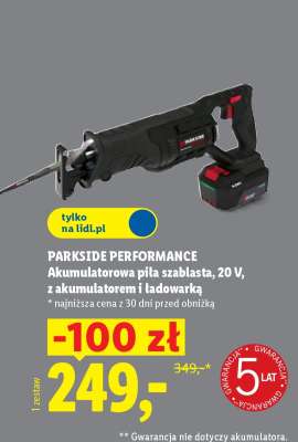 PARKSIDE PERFORMANCE Akumulatorowa piła szablasta, 20 V, z akumulatorem i ładowarką