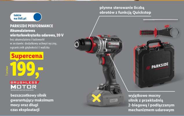 PARKSIDE PERFORMANCE Akumulatorowa wiertarko-wkrętarka udarowa, 20 V