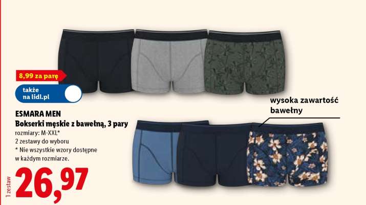 Esmara men Bokserki męskie z bawełną, 3 pary