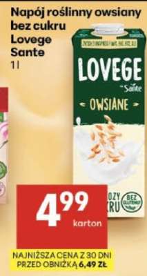 Napój roślinny owsiany bez cukru Lovege Sante