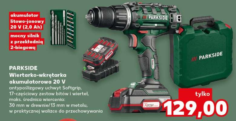 PARKSIDE Wiertarko-wkrętarka akumulatorowa 20 V