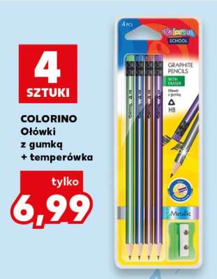 COLORINO Ołówki z gumką + temperówka