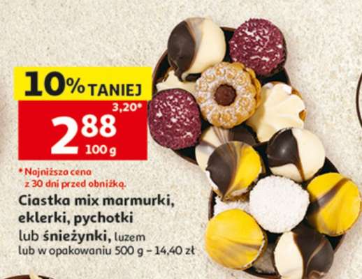 Ciastka mix marmurki, eklerki, pychotki lub śnieżynki