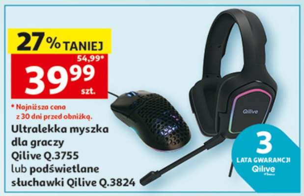 Ultralekka myszka dla graczy Qilive Q.3755 lub podświetlane słuchawki Qilive Q.3824