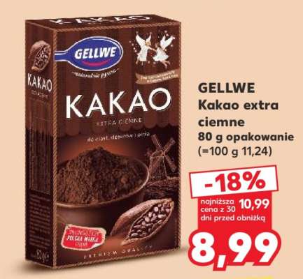 GELLWE Kakao extra ciemne 80 g opakowanie