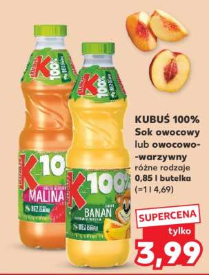 KUBUŚ 100% Sok owocowy lub owocowo-warzywny