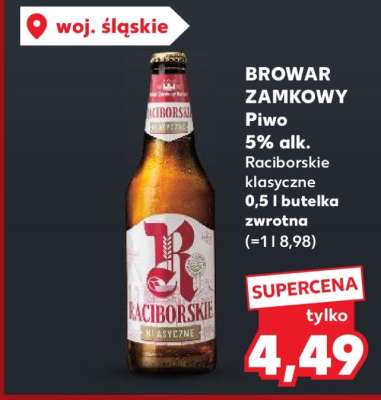 BROWAR ZAMKOWY Piwo 5% alk. Raciborskie klasyczne 0,5 l butelka zwrotna