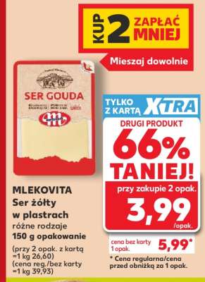 MLEKOVITA Ser żółty w plastrach różne rodzaje 150 g opakowanie