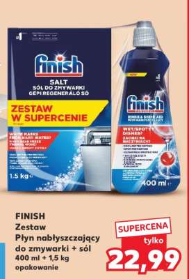 FINISH Zestaw Płyn nabłyszczający do zmywarki + sól