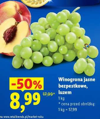 Winogrona jasne bezpestkowe, luzem