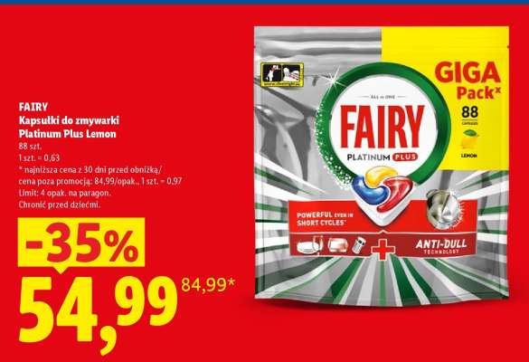 FAIRY Kapsułki do zmywarki Platinum Plus Lemon