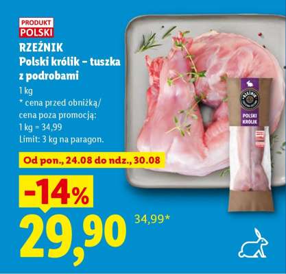 Polski królik tuszka z podrobami