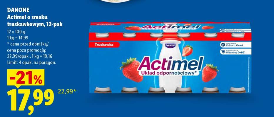 Actimel o smaku truskawkowym, 12-pak