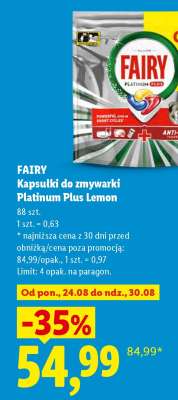 FAIRY Kapsułki do zmywarki Platinum Plus Lemon
