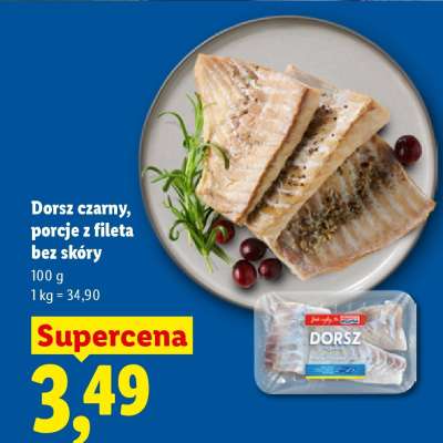 Dorsz czarny, porcje z fileta bez skóry