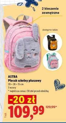 ASTRA Plecak szkolny pluszowy