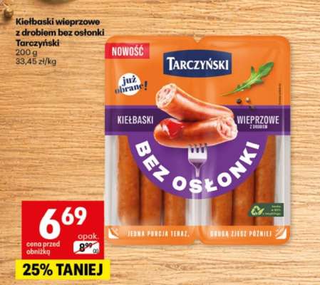 Kiełbaski wieprzowe z drobiem bez osłonki Tarczyński