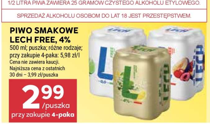 Piwo smakowe Lech Free, 4%