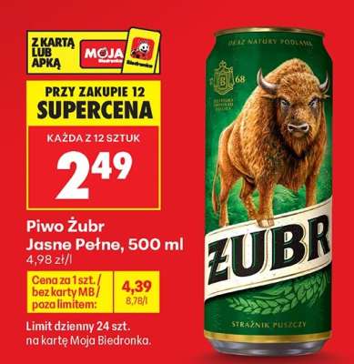 Piwo Żubr Jasne Pełne, 500 ml