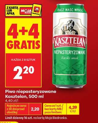Piwo niepasteryzowane Kasztelan, 500 ml