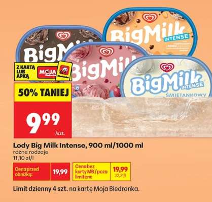 Lody Big Milk Intense, 900 ml/1000 ml