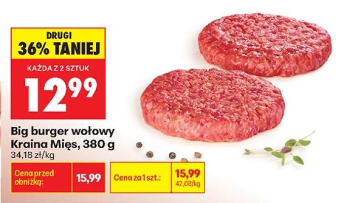 Big burger wołowy Kraina Mięs, 380 g