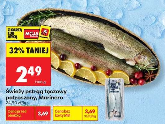 Świeży pstrąg tęczowy patroszony Marinero