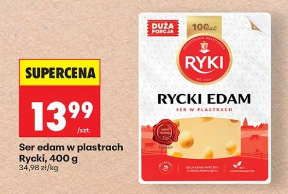 Ser edam w plastrach Rycki, 400 g