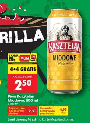 Piwo Kasztelan Miodowe, 500 ml