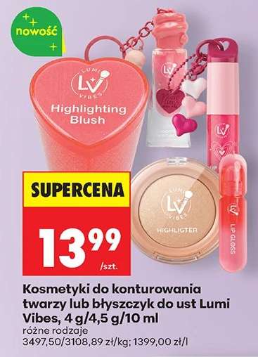 Kosmetyki do konturowania twarzy lub błyszczyk do ust Lumi Vibes, 4 g/4,5 g/10 ml
