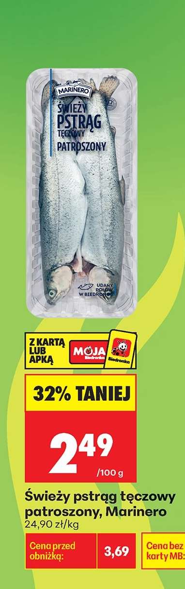 Świeży pstrąg tęczowy patroszony Marinero