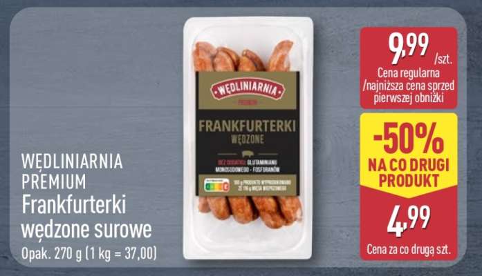WĘDLINIARNIA PREMIUM Frankfurterki wędzone surowe