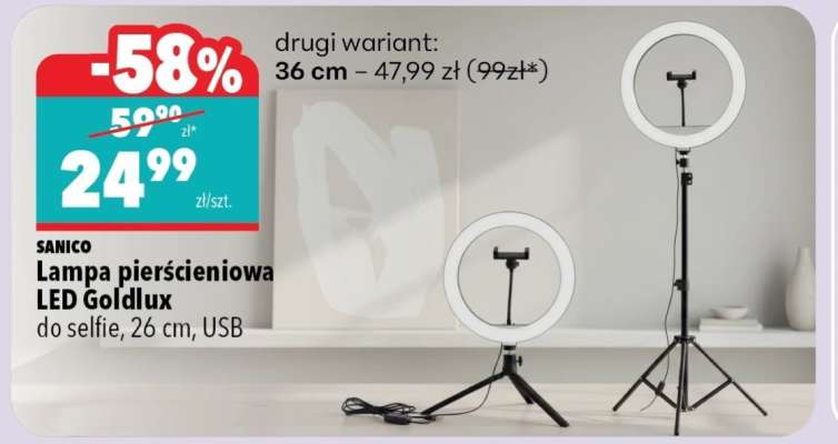 Lampa pierścieniowa LED, Goldlux