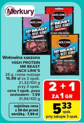 Wołowina suszona HIGH PROTEIN MR BEAST JACK LINK'S