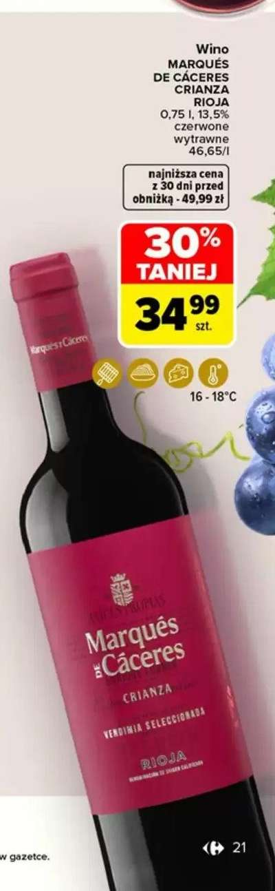Wino MARQUÉS DE CÁCERES CRIANZA RIOJA