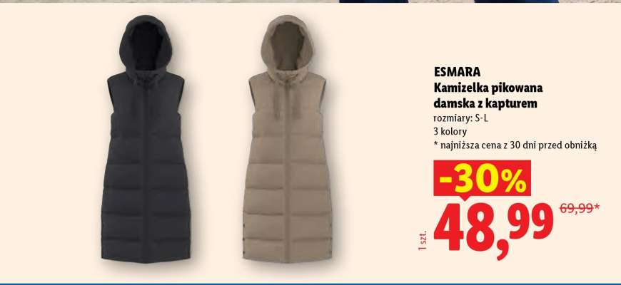 ESMARA Kamizelka pikowana damska z kapturem