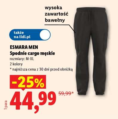 ESMARA MEN spodnie cargo męskie