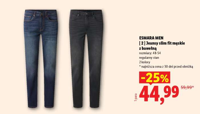 Esmara men Jeansy slim fit męskie