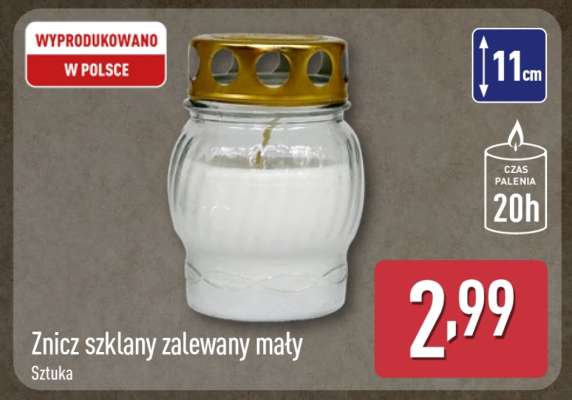 Znicz szklany zalewany mały