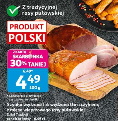 Szynka wędzona lub wędzona tłuszczykiem