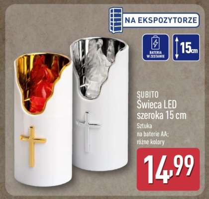 ŚUBITO Świeca LED szeroka 15 cm