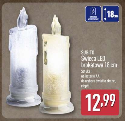 Świeca LED brokatowa 18 cm
