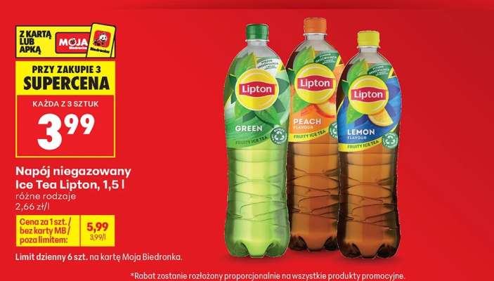 Napój niegazowany Ice Tea Lipton, 1,5 l